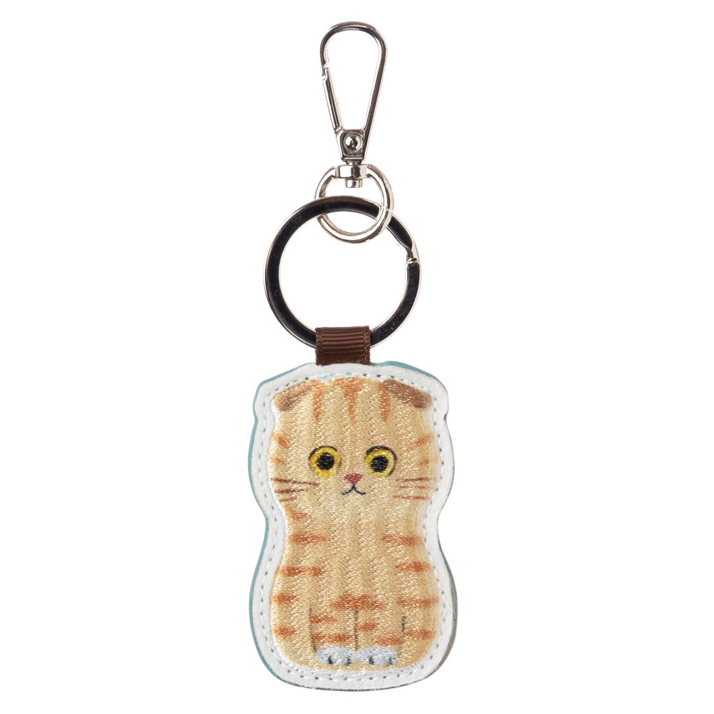 猫の刺繍チャーム　スコティッシュちゃとら　ECOUTE! minette　キーホルダー　まあるいおめめのキュートな猫たち|キーホルダー|和小物