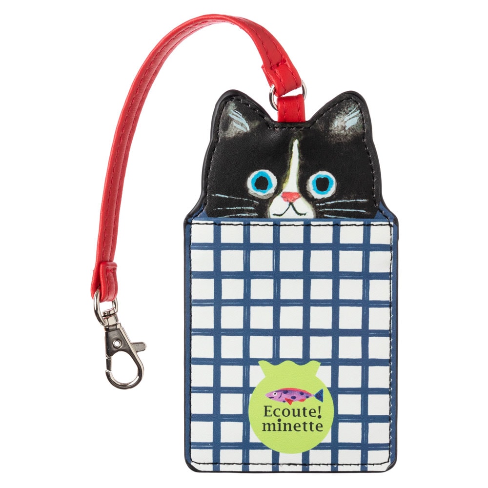 猫ニャンコパスケース　くろ　ECOUTE! minette　定期入れ　まあるいおめめのキュートな猫たち