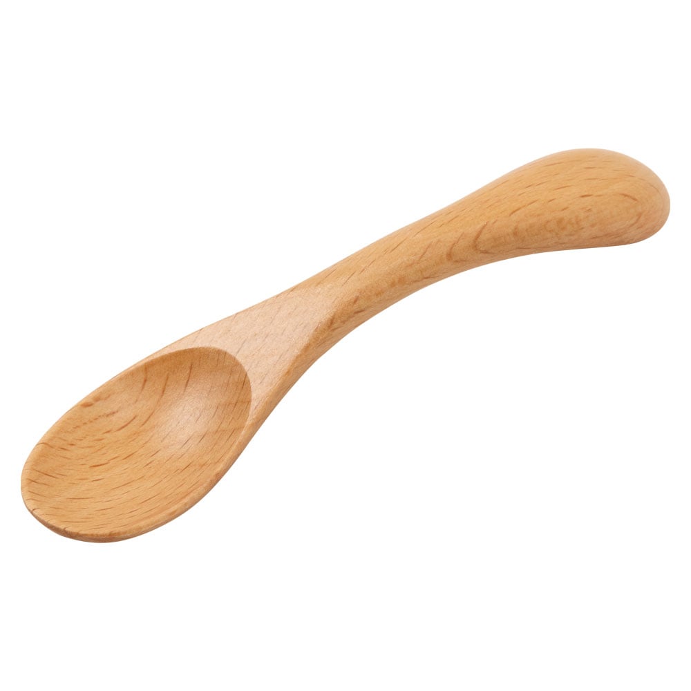 キッズスプーン右手用　子ども用食器 (MB)　木のカトラリー　転がりにくい安心設計の木製スプーン　Wooden spoon for children　※在庫限り