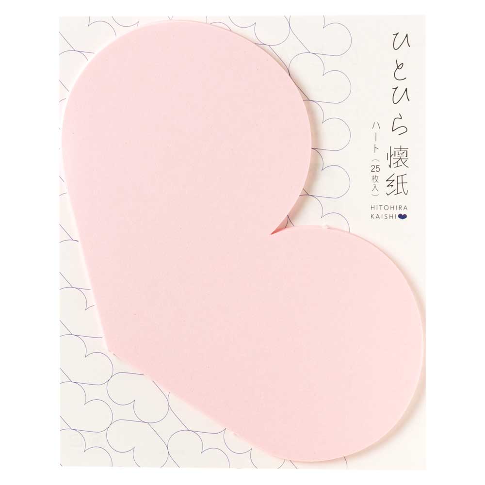 辻徳　ひとひら懐紙　ハート　ピンク　25枚入り　にじみ止め加工の越前和紙　お皿　コースター　紙ナプキン　箸置き　カトラリーレスト
