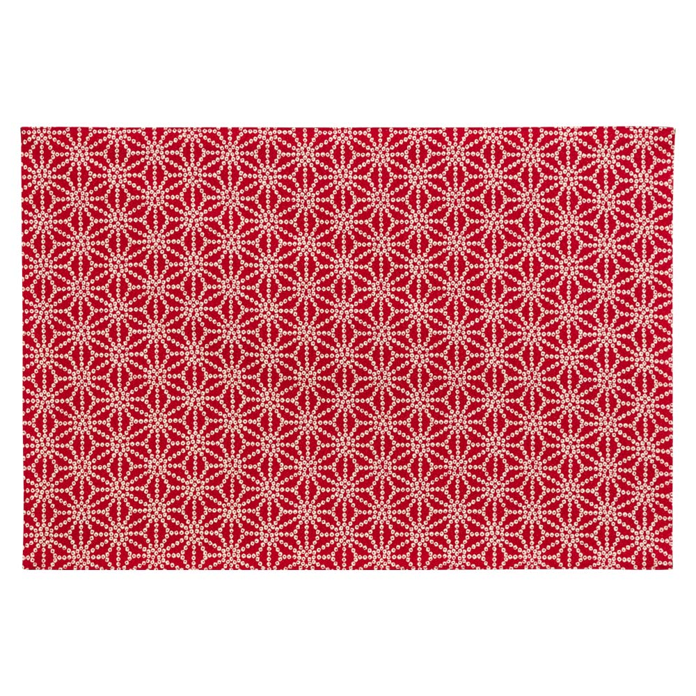 百道発信　しずく　ランチョンマット　赤 (IKI-1471)　45×31cm　福岡県の布製品　Fabric place mat  Fukuoka craft
