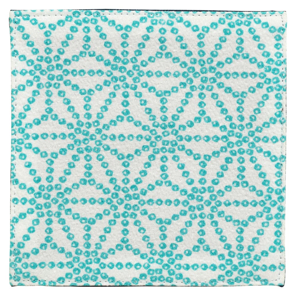 百道発信　しずく　コースター　水色 (IKI-1472)　11×11cm　福岡県の布製品　Fabric coaster  Fukuoka craft
