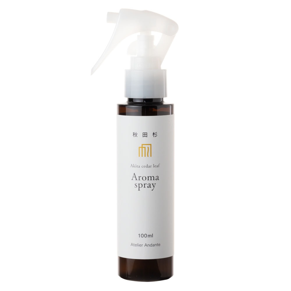 秋田杉　アロマスプレー　100ml　アトリエアンダンテ　秋田県のアロマ製品　Aroma spray of cedar essential oil  Akita craft|ルームフレグランス|お香・ア