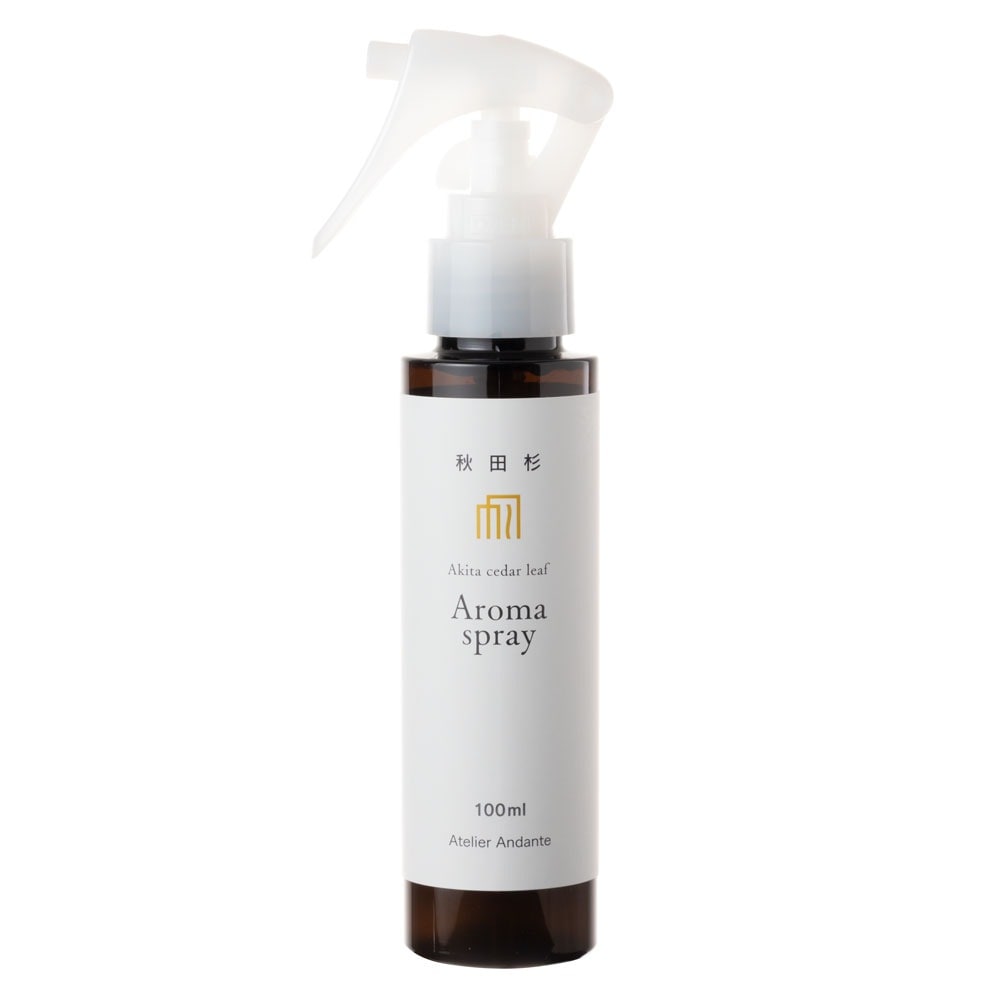 秋田杉　アロマスプレー　100ml　アトリエアンダンテ　秋田県のアロマ製品　Aroma spray of cedar essential oil  Akita craft
