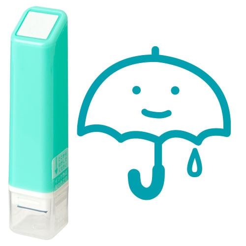 雨 (0556-678) スケジュール浸透印スタンプ こどものかお(インク:ターコイズ) Self-inking stamp
