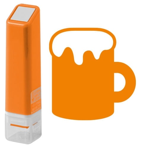 生ビール (0556-685) スケジュール浸透印スタンプ こどものかお(インク:オレンジ) Self-inking stamp