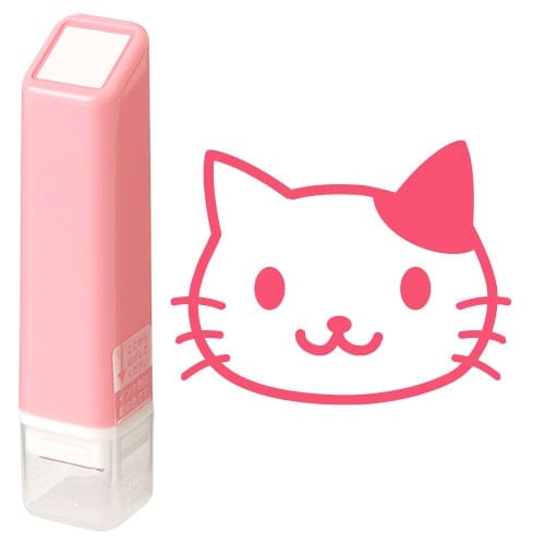 猫顔 (0556-692)　スケジュール浸透印スタンプ　こどものかお（インク：コーラルピンク）　Self-inking stamp