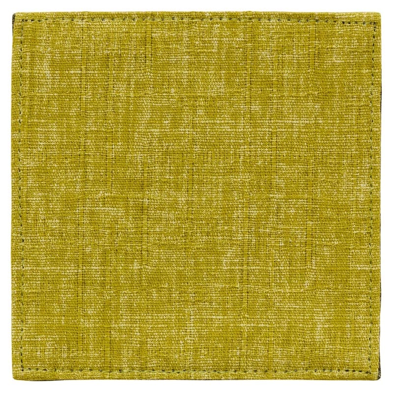 百道発信 四季彩スクエア 8cmミニコースター 緑 (IKI-1466) リバーシブル 福岡県の布製品 Fabric coaster Fukuoka craft