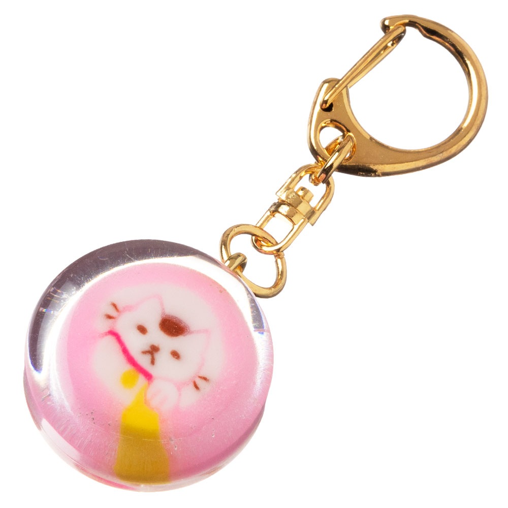 nanaco plus+　飴のキーホルダー　招き猫・ピンク（金運）　縁起飴　ナナコプラス　Candy key ring|キーホルダー|和小物