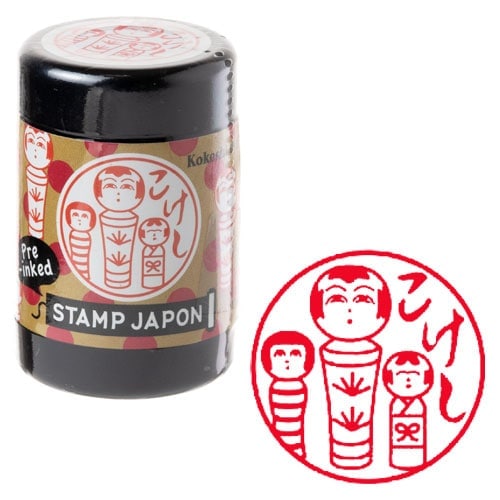 スタンプジャポン浸透印　こけし (0548-003)　インクカラー：朱　こどものかお　STAMP JAPON pre-inked stamp