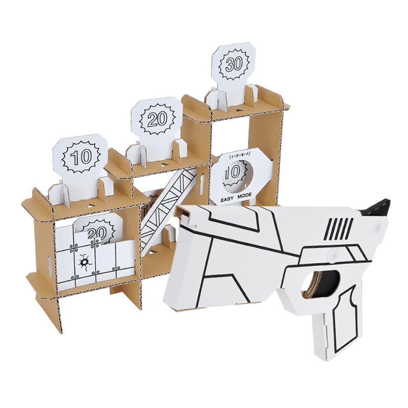 ダンボール工作キット　シューティングゲーム　射的　のりもはさみも使わずに組み立てられるペーパークラフト　Cardboard craft kit