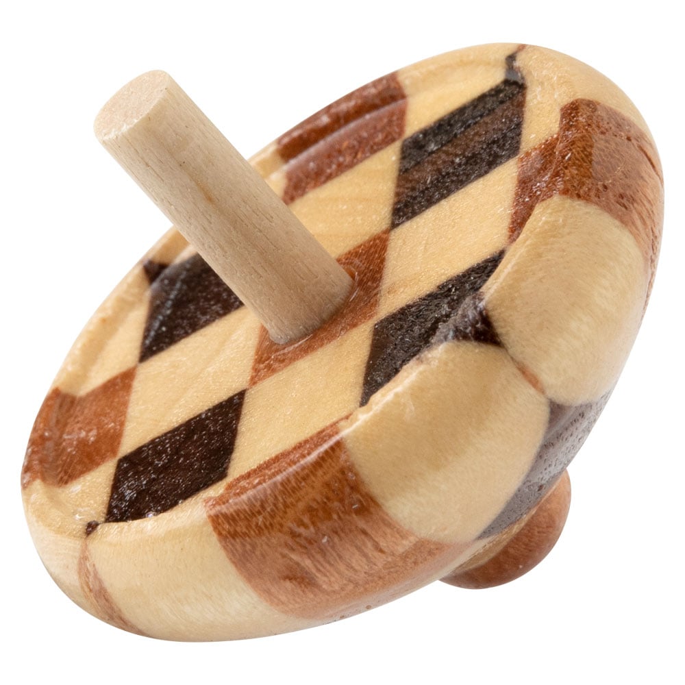 無垢寄木　平こま（1個）　箱根寄木細工　神奈川県の工芸品　Top  Wooden mosaic work