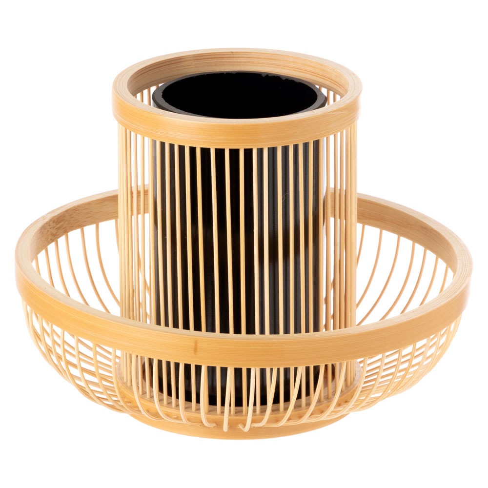 駿河竹千筋細工　花器　水仙　静岡県伝統工芸品　黒田倫枝 作　Suruga-takesensuji-zaiku  Vase made of bamboo sticks　職人が竹ひごを組んで千筋にして作り
