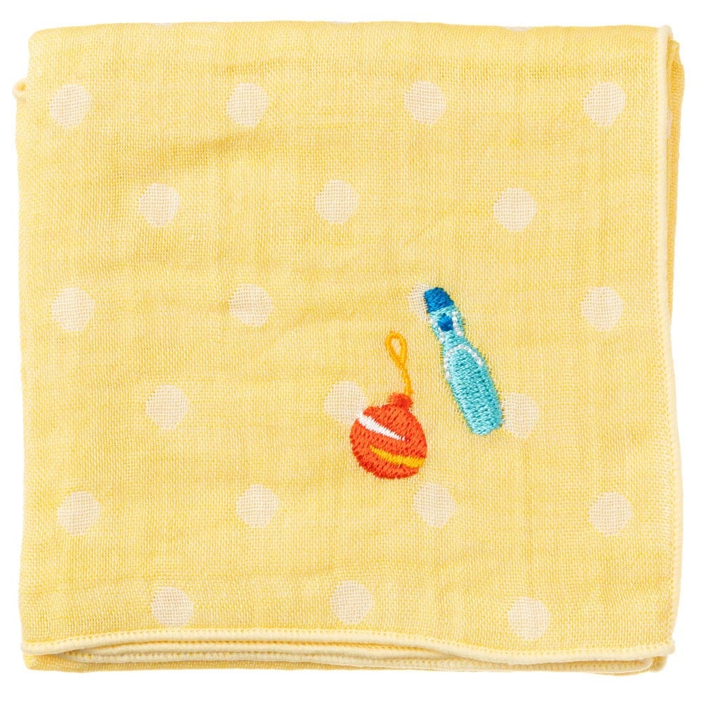 縁日ハンカチ ラムネ 刺繍入りガーゼハンカチ スーベニール Japanese pattern embroidered gauze handkerchief