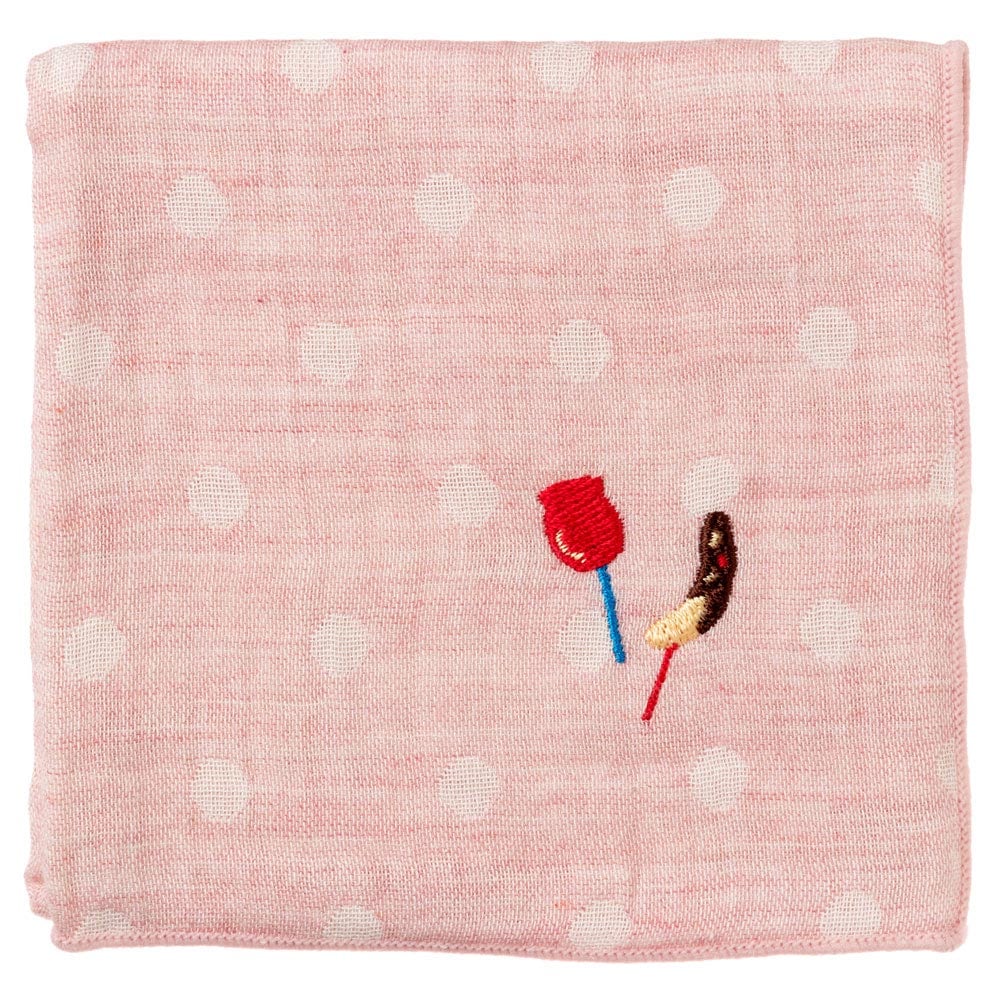 縁日ハンカチ チョコバナナ 刺繍入りガーゼハンカチ スーベニール Japanese pattern embroidered gauze handkerchief