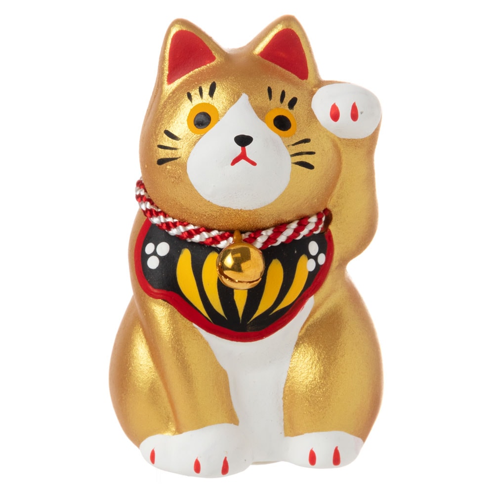 民芸招き猫 金（小）金運 (K4511) 瀬戸焼の置物 愛知県の工芸品 Lucky