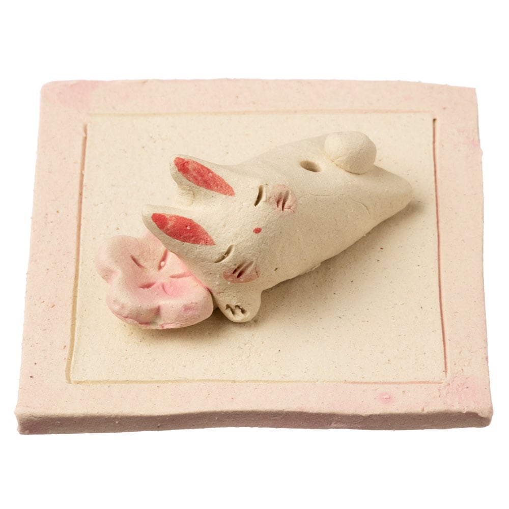 桜と兎　香立 (K4635)　瀬戸焼のお香立て　愛知県の工芸品　Incense holder  Seto-yaki
