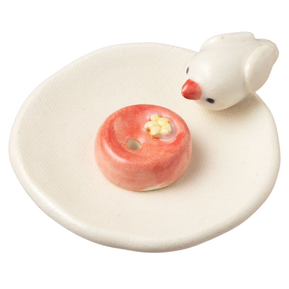 白文鳥　香立 (K4580)　瀬戸焼のお香立て　愛知県の工芸品　Incense holder  Seto-yaki