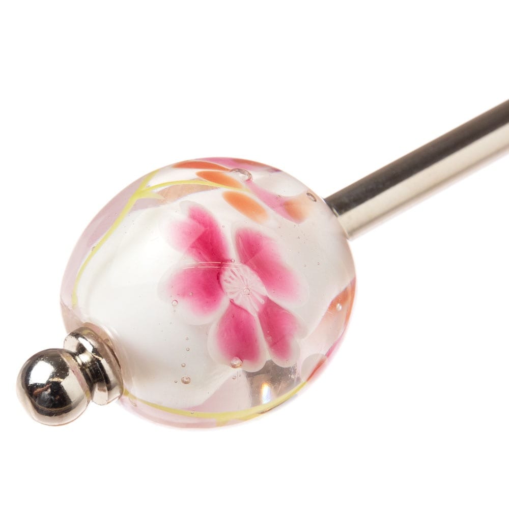 とんぼ玉かんざし　五弁桜・白　飽きのこないシンプルデザインの蜻蛉玉簪　Japanese hairpin  Hair stick