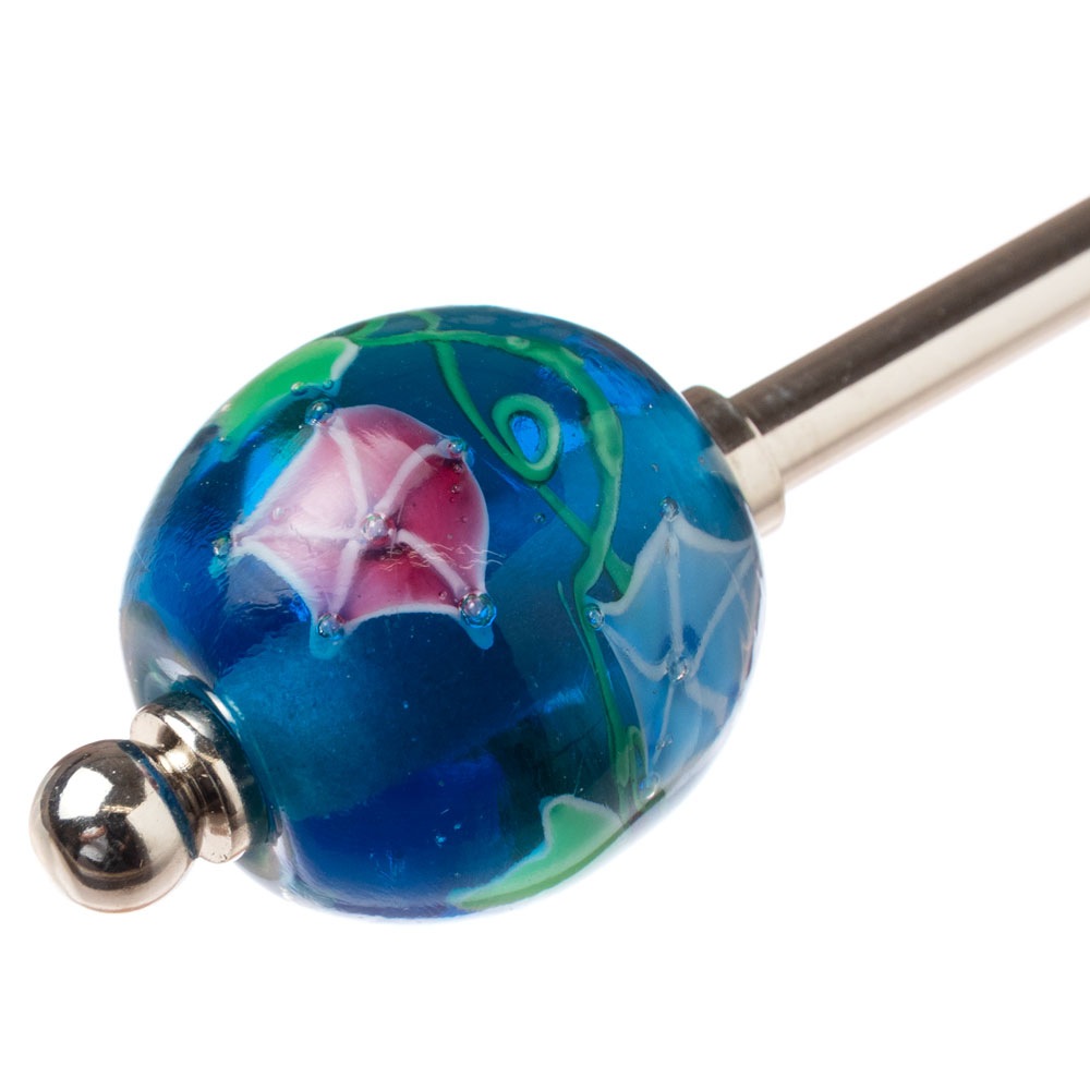 とんぼ玉かんざし　朝顔　飽きのこないシンプルデザインの蜻蛉玉簪　Japanese hairpin  Hair stick|かんざし|和小物