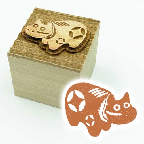 京からかみ　版木スタンプ　あかべこ　木版ミニスタンプ　京都府の工芸品　Karakami woodblock stamp