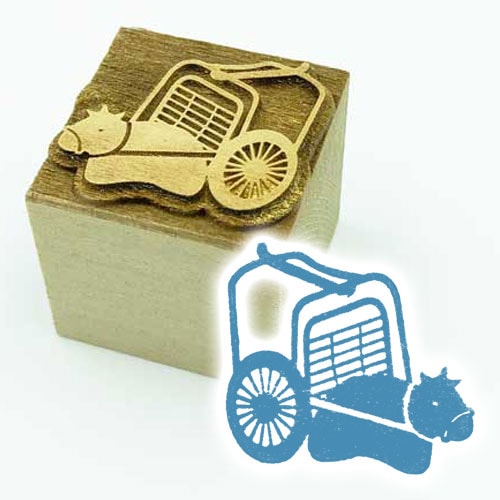 京からかみ　版木スタンプ　牛車　木版ミニスタンプ　京都府の工芸品　Karakami woodblock stamp