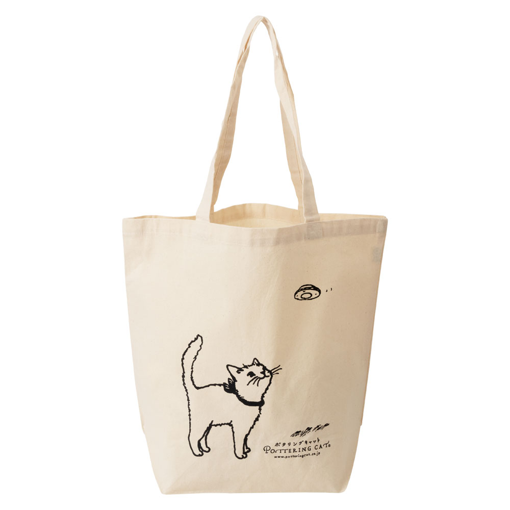 コットンエコバッグ　UFO (EC-02)　コンパクトにしまえる薄手のバッグ　ポタリングキャット　Cotton eco bag|バッグ|和小物