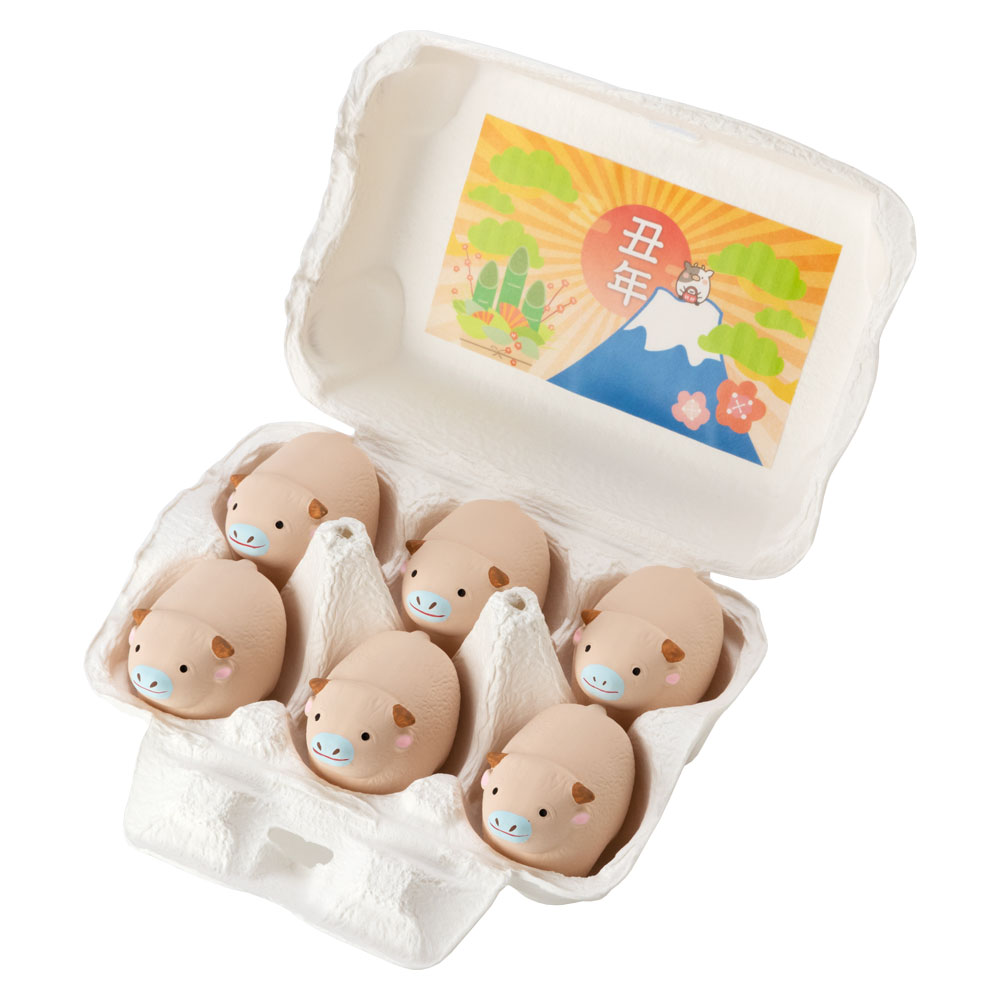 丑年は誠実！うしたまごパック　招福干支みくじ「丑」　開運うし　正月おみくじ　Ceramic fortune  Japanese zodiac Ox|置物|インテリア