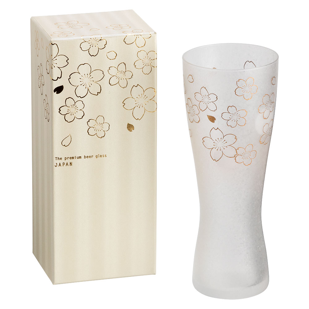 泡づくりプレミアム桜Lビアグラス　1個入り　プレミアムニッポンテイストシリーズ　Sakura-patterned beer glass|グラス・カップ・タンブラー|食器・キッチン