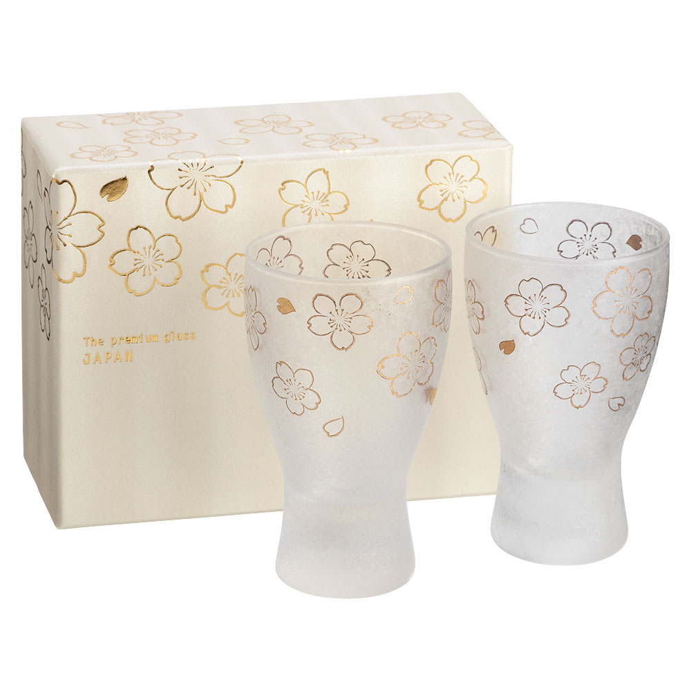 プレミアム桜酒グラス　2個ペアセット　プレミアムニッポンテイストシリーズ　Sakura-patterned sake glass|酒器・アルコールグッズ|食器・キッチン