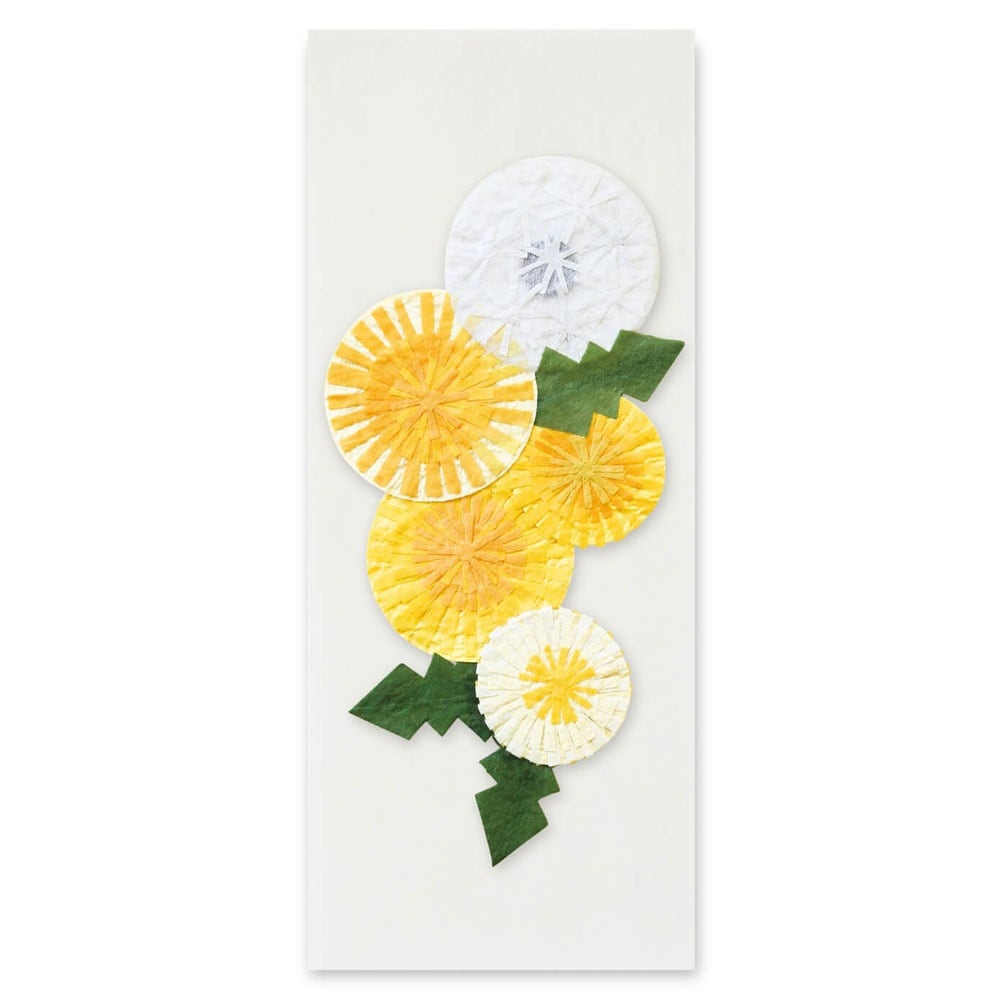 季節のオーナメント　たんぽぽ　和紙の花　しおり・テーブルウェアにも　めでたや　Seasonal decoration  Japanese paper ornament