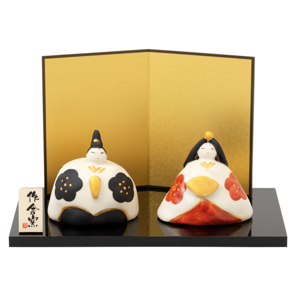 赤絵錦座雛 (HK863)　スタジオRR　瀬戸焼　手軽に飾れるコンパクトなお雛さま　桃の節句　Setoyaki Hina dolls|置物|インテリア