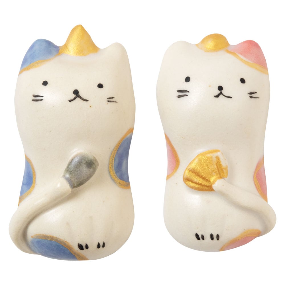 猫雛箸置き (HK845) 瀬戸焼 桃の節句 ひな祭りのテーブルウェア Seto-yaki Chopstick rest of Hina dolls