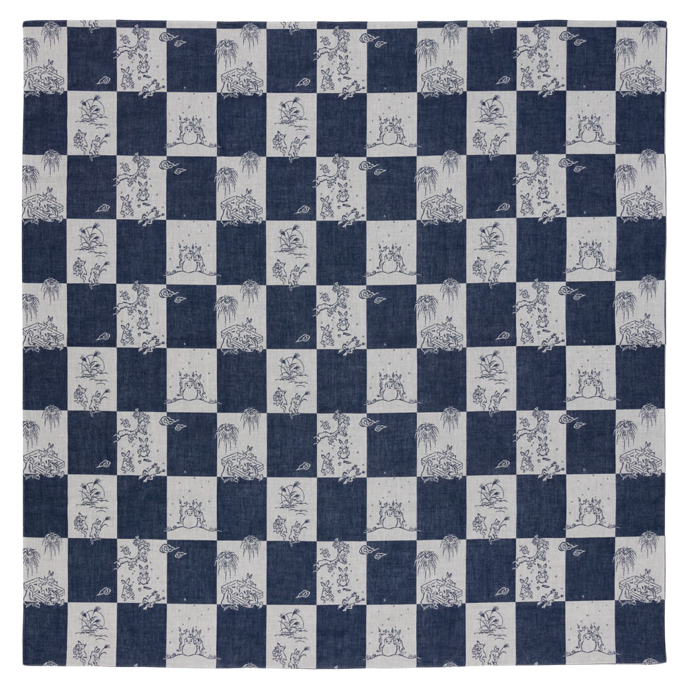 鳥獣戯画　ダブルガーゼふろしき　三巾100cm　市松模様　Choju-giga Furoshiki  Wrapping cloth|風呂敷|和小物