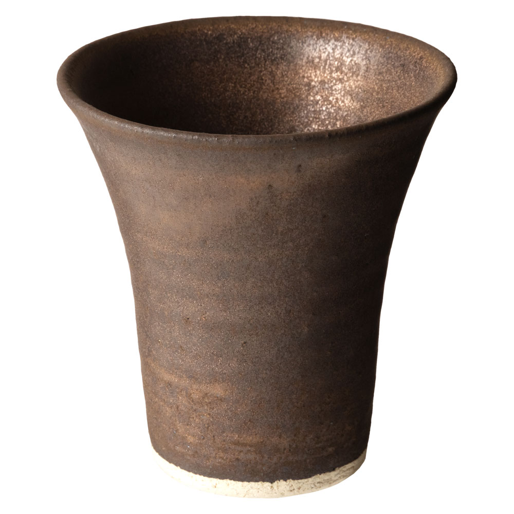 信楽焼ビアカップ　金　泡立ちクリーミーな陶器ビールグラス　フリーカップ　作者：中村文夫（なか工房）　滋賀県の工芸品　Beer cup  Shigaraki-yaki　※在庫限り