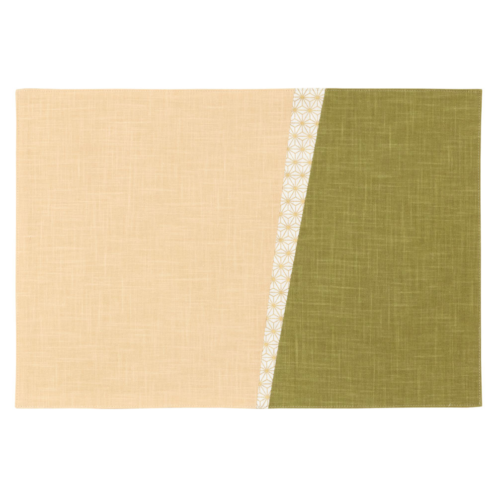 百道発信　いろ葉　ランチョンマット　わかくさ (IKI-1486)　45×31cm　リバーシブル　福岡県の布製品　Fabric place mat  Fukuoka craft