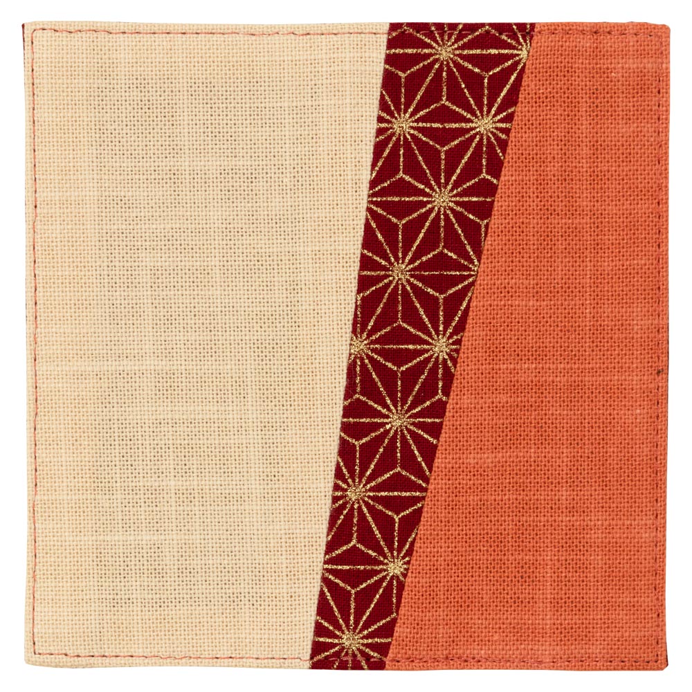 百道発信　いろ葉　11cmコースター　あんず (IKI-1487)　福岡県の布製品　Fabric coaster  Fukuoka craft