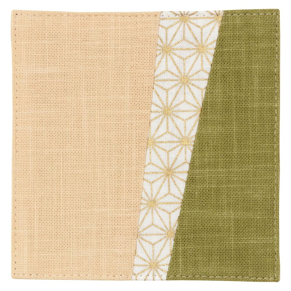 百道発信　いろ葉　11cmコースター　わかくさ (IKI-1487)　福岡県の布製品　Fabric coaster  Fukuoka craft