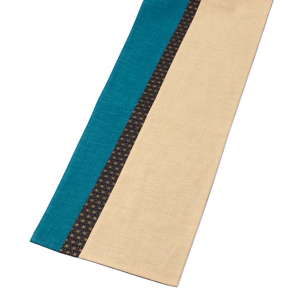 百道発信　いろ葉　ランナークロス　あさぎ (IKI-1489)　150×30cm　福岡県の布製品　Fabric table runner  Fukuoka craft