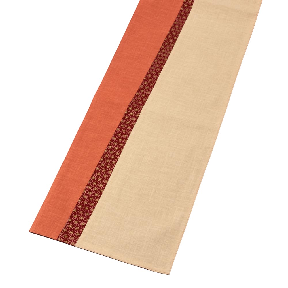 百道発信　いろ葉　ランナークロス　あんず (IKI-1489)　150×30cm　福岡県の布製品　Fabric table runner  Fukuoka craft