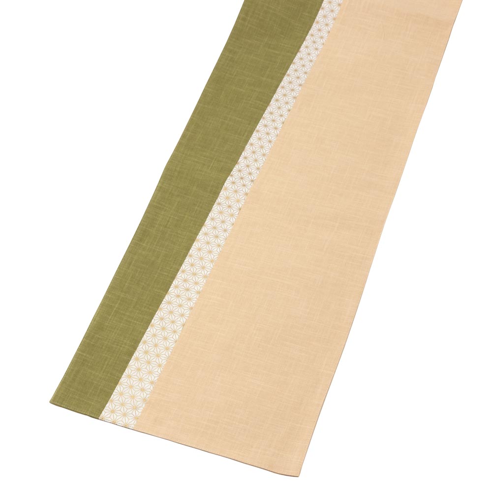 百道発信　いろ葉　ランナークロス　わかくさ (IKI-1489)　150×30cm　福岡県の布製品　Fabric table runner  Fukuoka craft
