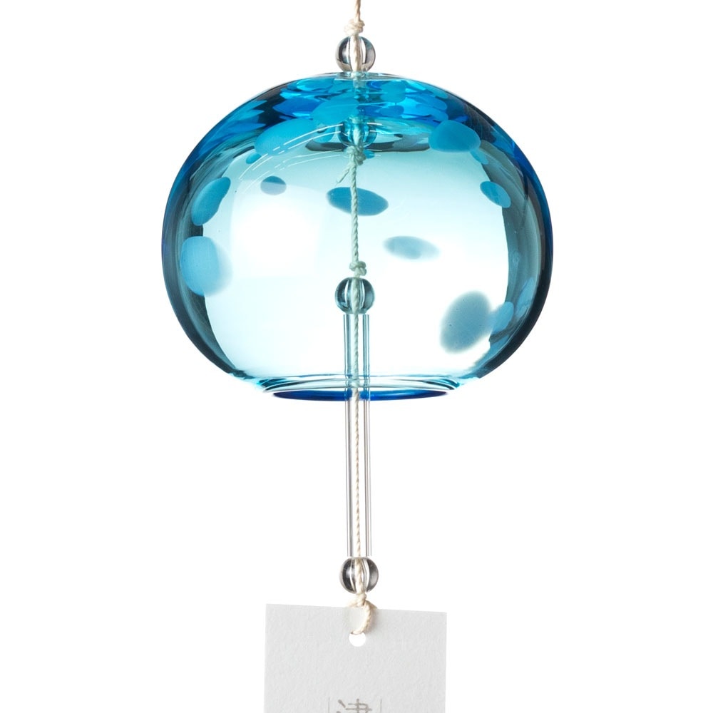 ガラス風鈴 霰模様 青 (F-75373) 津軽びいどろ 青森県の伝統工芸指定品