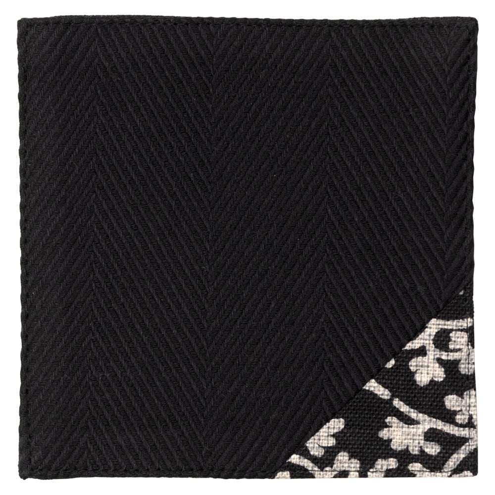 百道発信　紋　コースター　黒 (IKI-1495)　11×11cm　福岡県の布製品　Fabric place mat  Fukuoka craft