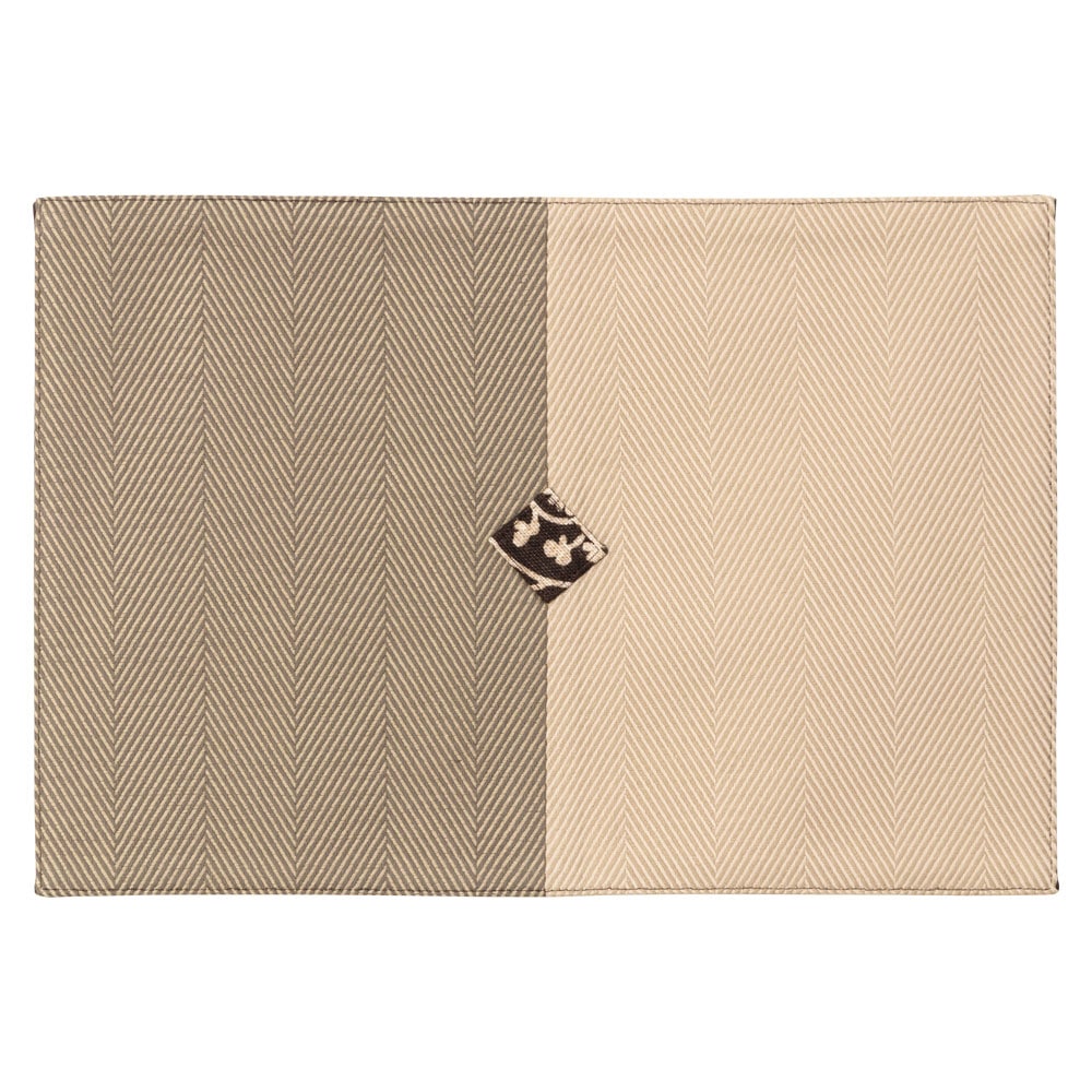 百道発信　紋　モーニングマット　利休×薄茶 (IKI-1496)　ミニランチョン　ティーマット　32×22cm　福岡県の布製品　Fabric place mat  Fukuoka craft
