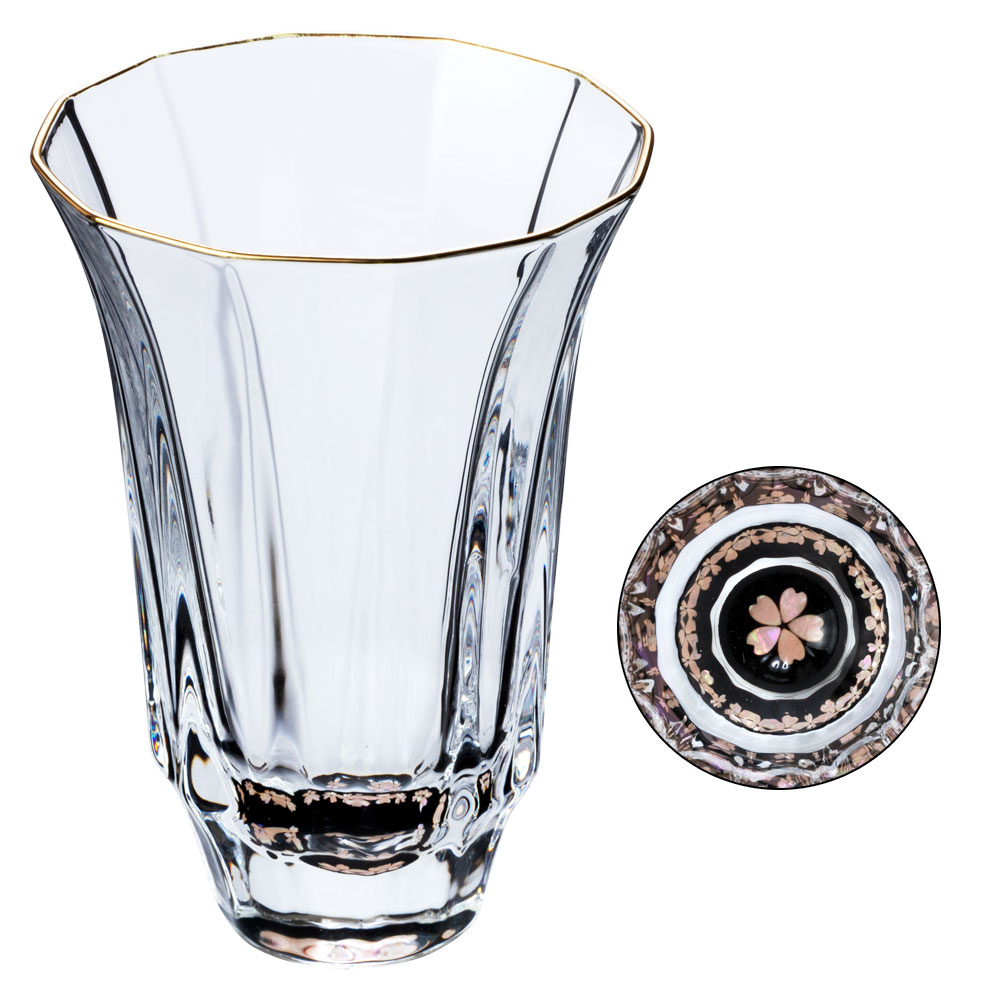 新品箱付★日本伝統工芸/職人手作/高級ワイングラス/高岡漆器　螺鈿ガラス　2脚 金杯［万華鏡シリーズ］〜天野漆器の螺鈿グラス〜 - 日本製高級ギフト