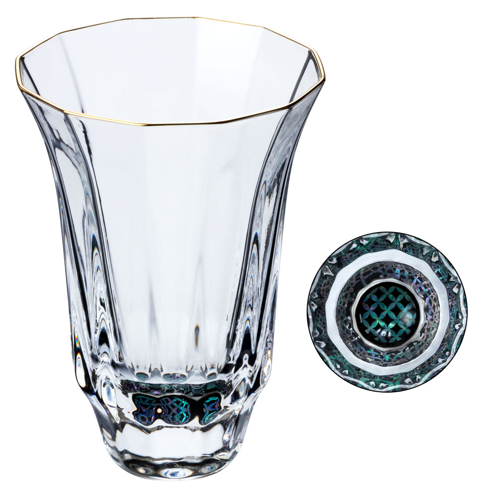 高岡漆器 螺鈿硝子 金杯〈万華鏡・七宝・黒〉容量60ml｜富山県伝統工芸