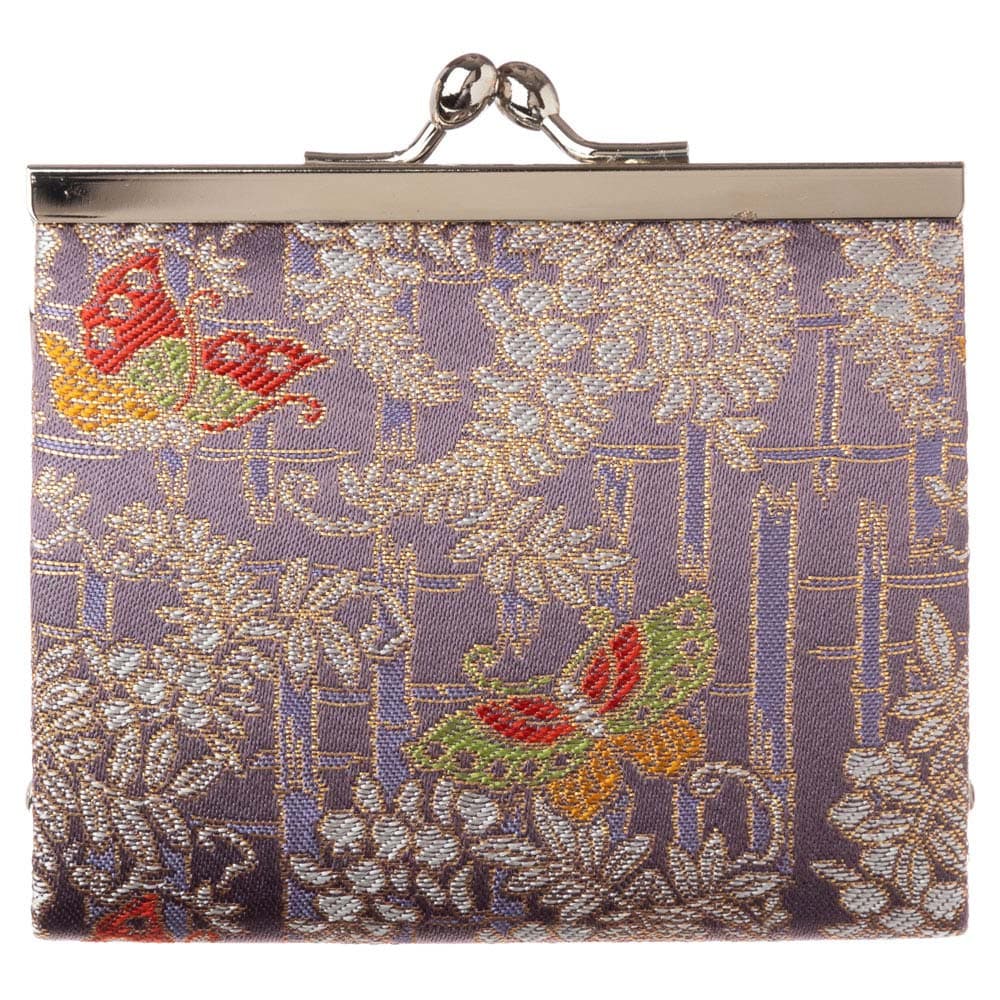 京都あらいそ　西陣織名物裂　小銭入れ・薄型107　藤棚に蝶文様　Kyoto nishijin  Coin purse