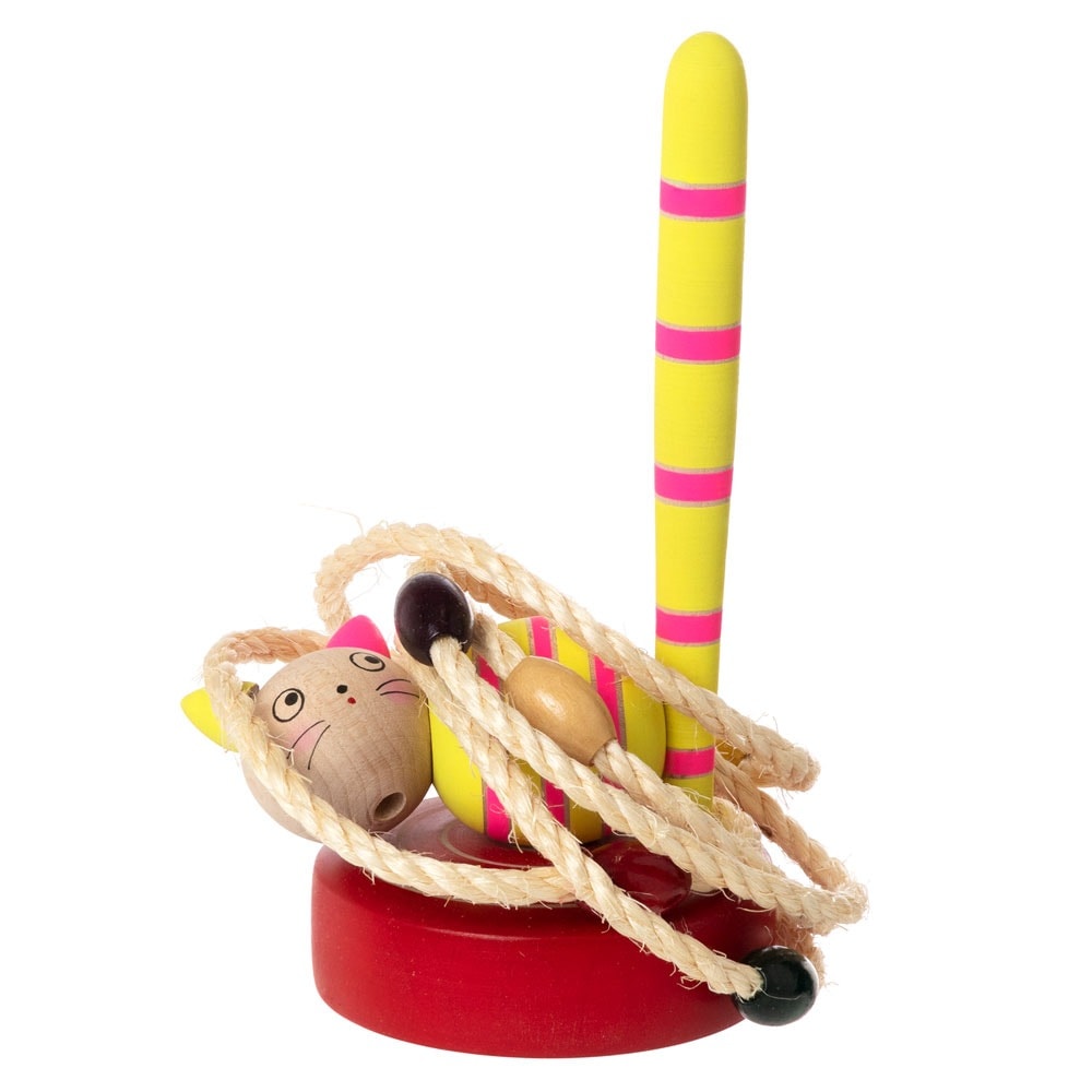 動物わなげ　ねこのしっぽ　輪投げ　山形県の木地玩具　Wooden toy, Yamagata craft