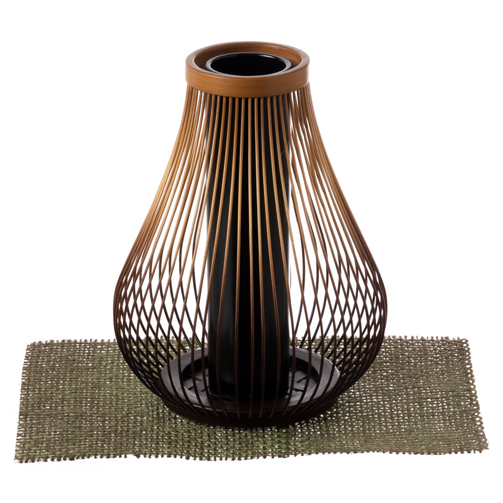 駿河竹千筋細工　花器　するが　静岡県伝統工芸品　Suruga-takesensuji-zaiku  Vase made of bamboo sticks　職人が竹ひごを組んで千筋にして作り上げられた花