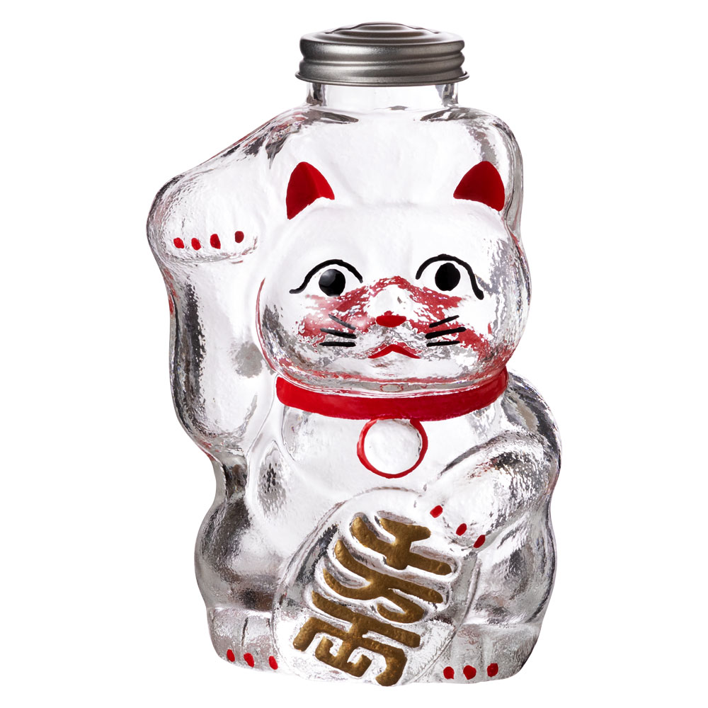 廣田硝子　招き猫　貯金箱 (SM-2M)　レトロ感ある懐かしのガラス瓶　Lucky cat glass piggy bank|置物|インテリア